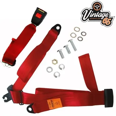 Vintage Warehouse Front 3 Point Static Red Lap & Diagonal Seatbelt Kit • $271.16