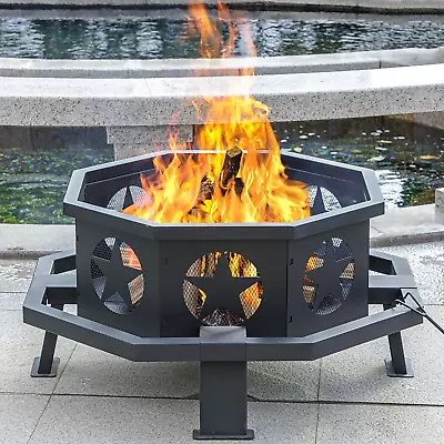 35 Inch Fire Pit For Outside Heavy Duty Wood Burning Fire PitsOutdoor Fireplac • $102.73