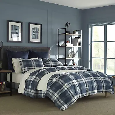 Home Ultra Soft & Cozy Microsuede Reversible Plaid Quilted Comforter Matching Sh • $132.60