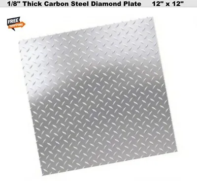 Diamond Plate Steel 1/8  Thick X 12  X 12  Square Sheet Hot Rolled Tread Pattern • $42.65