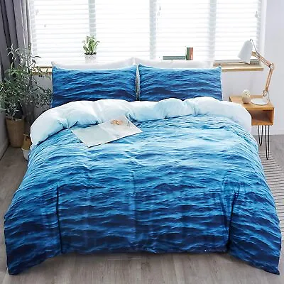 LAMEJOR 3D Ocean Waves Duvet Cover Set Queen Size Hotel Luxury Bedding Set Comfo • $33.61