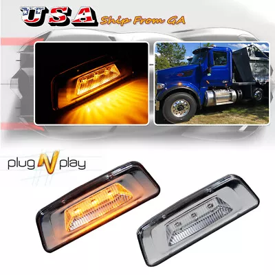 Clear Lens Chrome Amber LED Wheel Fender Side Marker Lights For Kenworth T680.. • $22.99