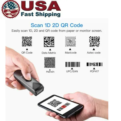 Eyoyo Mini Bluetooth Barcode Scanner 1D 2D QR PDF417 Data Matrix Image Reader • $40.30