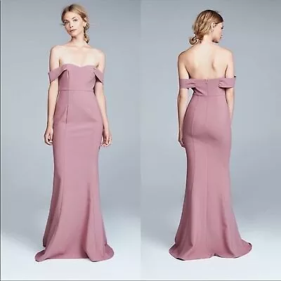 NWT LIKELY Bartolli Off-the-Shoulder Mermaid Evening Dress Gown Rose Pink Size 4 • $84.99