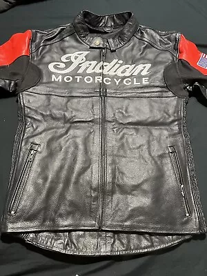 Men's Black Indian Motorcycle Genuine Cowhide Leather Indian Biker Jacket • $159.99