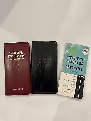 Webster’s Vest Pocket Dictionaries And Synonym & Antonym Books Miniature Vintage • $12
