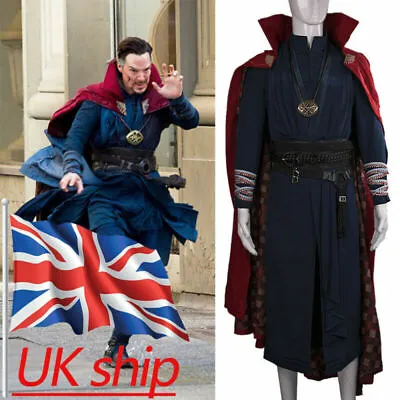 Doctor Strange Cloak Red Robe Ring Necklace Cosplay Dr Strange Full Set Costumes • £183