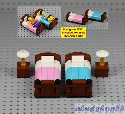 LEGO - Boy & Girl Twin Beds W/ Nightstands - Minifig Bedroom Home Furniture Town • $12.99