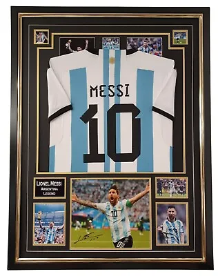 Autographed And Framed MESSI Of Argentina Signed Photo With Shirt Jersey! • £995