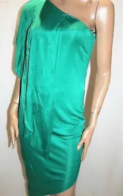 $29.50 • Buy ASOS Brand Green Silky One Shoulder Asymmetric Dress Size 10 BNWT #RF22