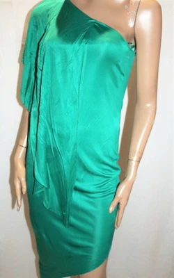 $29.50 • Buy ASOS Brand Green Silky One Shoulder Asymmetric Dress Size 10 BNWT #RF22