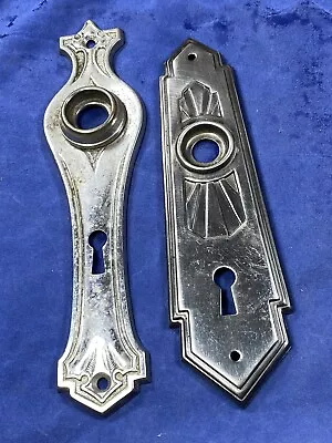 Vintage Door Knob Backplates Pressed Aluminum Art Deco & Nouveau No Bends • $18