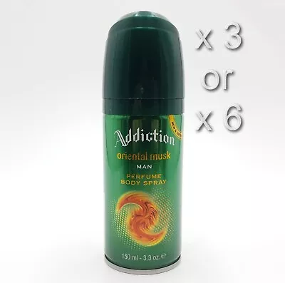 Addiction Oriental Musk Man Deodorant Body Spray 150ml 3 Or 6 Pack • £9.49