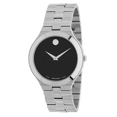 Movado  Juro Black Dial Silver Tone Men's Swiss Quartz Watch-0607442 • $298.50