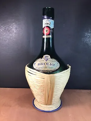 Vintage Brolio Chianti Bottle 1967 Wicker Wrapped EMPTY • $27