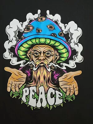 Trippy Mushroom Man Smoke Peace Mens Shirt Medium • $17