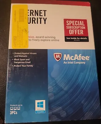 McAfee Internet Security 2013  1 Year 3 PCs  Retail Box Disc For Windows XP 7 8 • $4.99