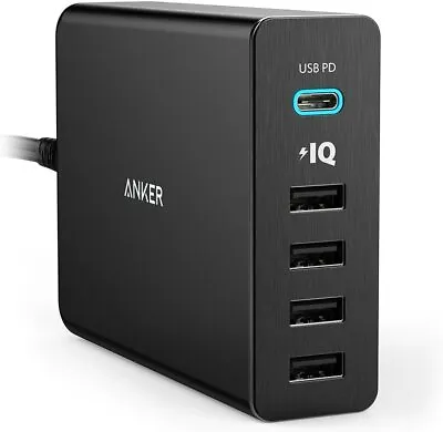 $69.99 • Buy Anker USB Type-C, 5-Port 60W USB Wall Charger Powerport+ 5 USB-C With PD