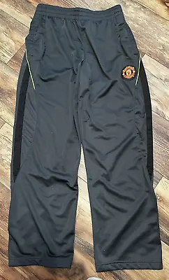 Manchester United Official Merch Soccer Black/Neon Green Athletic Pants EUC SzM • $24.90