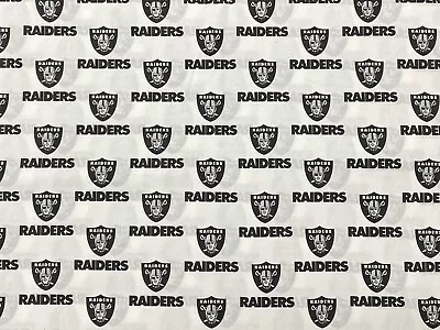 NFL Oakland Las Vegas Raiders Football Cotton Fabric HALF Yard White 18”x58” New • $7.95