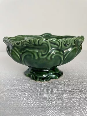 Vintage Forest Green Ceramic Oval Footed Planter Marked #197 USA Glazed 7 1/2  • $13.99