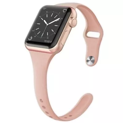 $5.38 • Buy For Apple Watch Series 5 4 3 2 1 Silicone Replacement Slim Strap Band 38 40 42mm