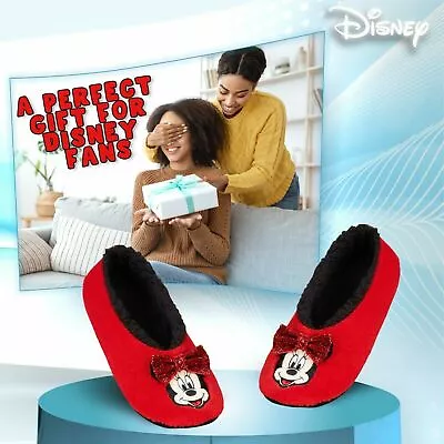 £13.99 • Buy Disney Minnie Mouse Fluffy Slippers Socks For Women, Red Ballet Slippers Non Sli