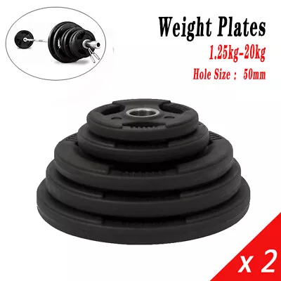 Olympic Weight Plates 1.25KG - 20KG Rubber Home Gym Barbell Weightlifting 50mm • $38.95