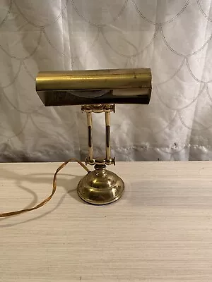 Vintage Small Brass Piano Lamp Adjustable Student Banker Lamp 8.5” Taiwan • $22