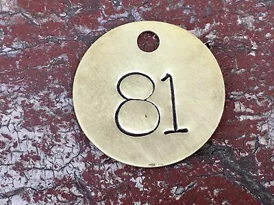 Number 81 Tag Brass Metal Vintage Numbered Keychain Stamped Cattle Tag Mining • $13.49