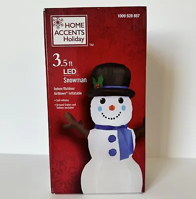 Home Accents Holiday 3.5 Ft LED Snowman Airblown Inflatable Christmas Decoration • $29