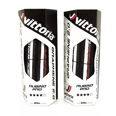 Vittoria Rubino Pro Road Bike Tire G+ 2.0 GRAPHENE 700 X 25c Black / White Tire • $47.90