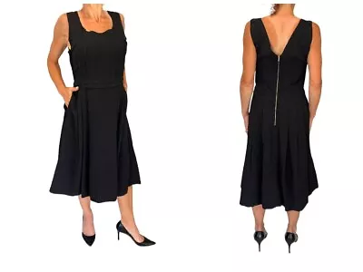 Dolce & Gabbana Special Piece Black Texture Sleeveless Fit & Flare Midi Dress 40 • $169.99