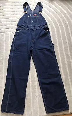 Vintage DICKIES Mens Denim Bib Overalls -  34x32 Made In USA • $21.81