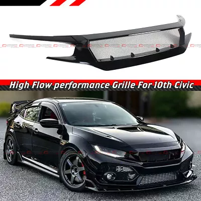 For 16-21 Honda Civic 10th Glossy Black High Flow Performance Front Grille Grill • $99.95