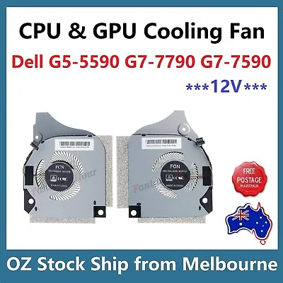 CPU + GPU Cooling Fan Dell G5 15-5590 G7 15-7590 17-7790 P82F001 P40E001 12V • $55.99