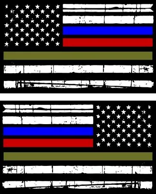 Thin Blue Line Standard/Reversed FirefighterPoliceMilitary Tattered Flag Decal • $42.98