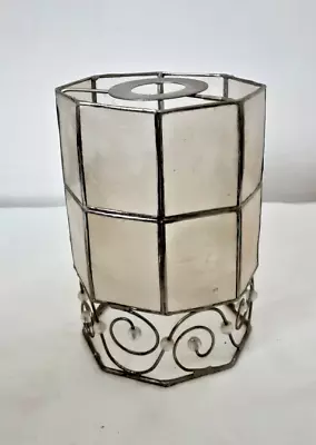 Vintage Framed Capiz Shell Beaded Hexagonal Lampshade Lightshade Pendant • £10