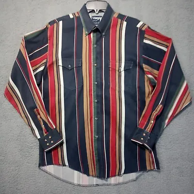 Vintage Wrangler Mens Brushpopper Western Shirt 16.5 Striped XLong Tail Reg Fit • $89.88