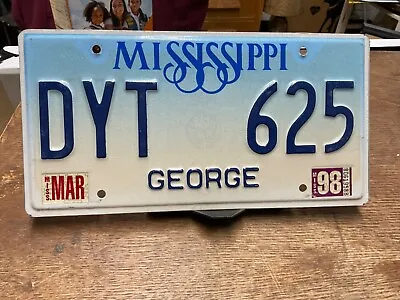 License Plate Tag George Mississippi DYT 625 1998 Vintage Rustic USA • $9.25