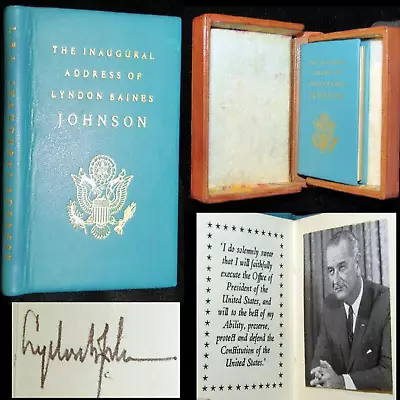 1965 Inaugural Address Signed President Lyndon B. Johnson Mini Politics Jfk Case • £680.21