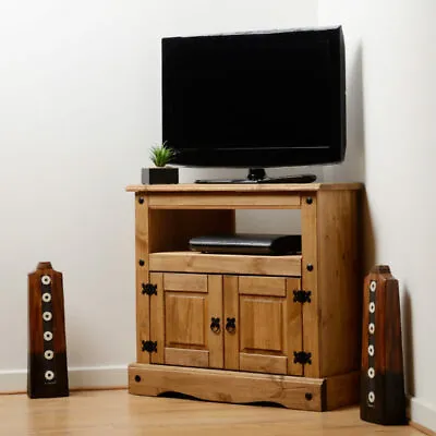 2 Door Corner Solid Pine TV Cabinet W85cm X D43cm X H78.5cm CORONA • £149