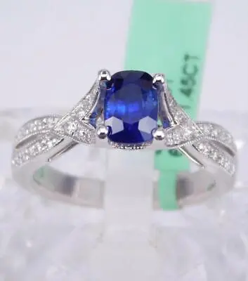 £1245.78 • Buy 14k White Gold 1.87ct Beautiful Genuine Blue Sapphire Diamond Engagement Ring