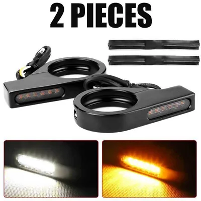 2pcs LED Motorcycle Turn Signal Blinkers Light 12V For 39-41mm Fork Mount Clamp • $31.99