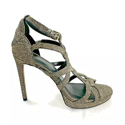 Michael Kors Women Size 7 Gold Silver Metallic Gladiator High Heel Sandal Party • $35.19