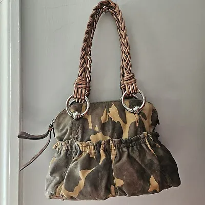 B. Makowsky Caroline Camo Leather Satchel Shoulder Bag • $45