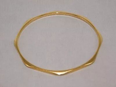 Vintage Monet Gold Tone M Medium Octagon Edge Metal Bangle Bracelet • $7.95