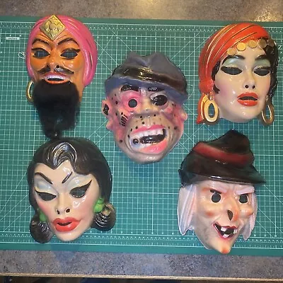 Vintage Adult Plastic Neon Halloween Masks Lot Of 5 Ben Cooper • $150