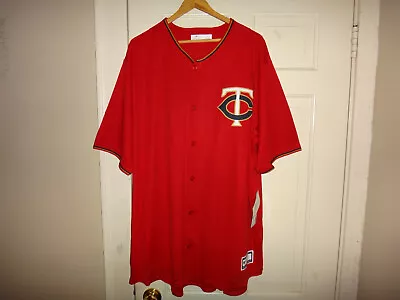 NWT Minnesota Twins Men's Big & Tall Red Short Sleeve Button-Up Jersey • $42