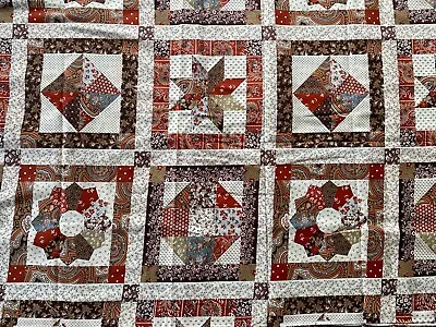 2.5 Yds Vtg 70's VIP Cranston Brown/ Rust Cheater Quilt Calico Floral Fabric • $17.95